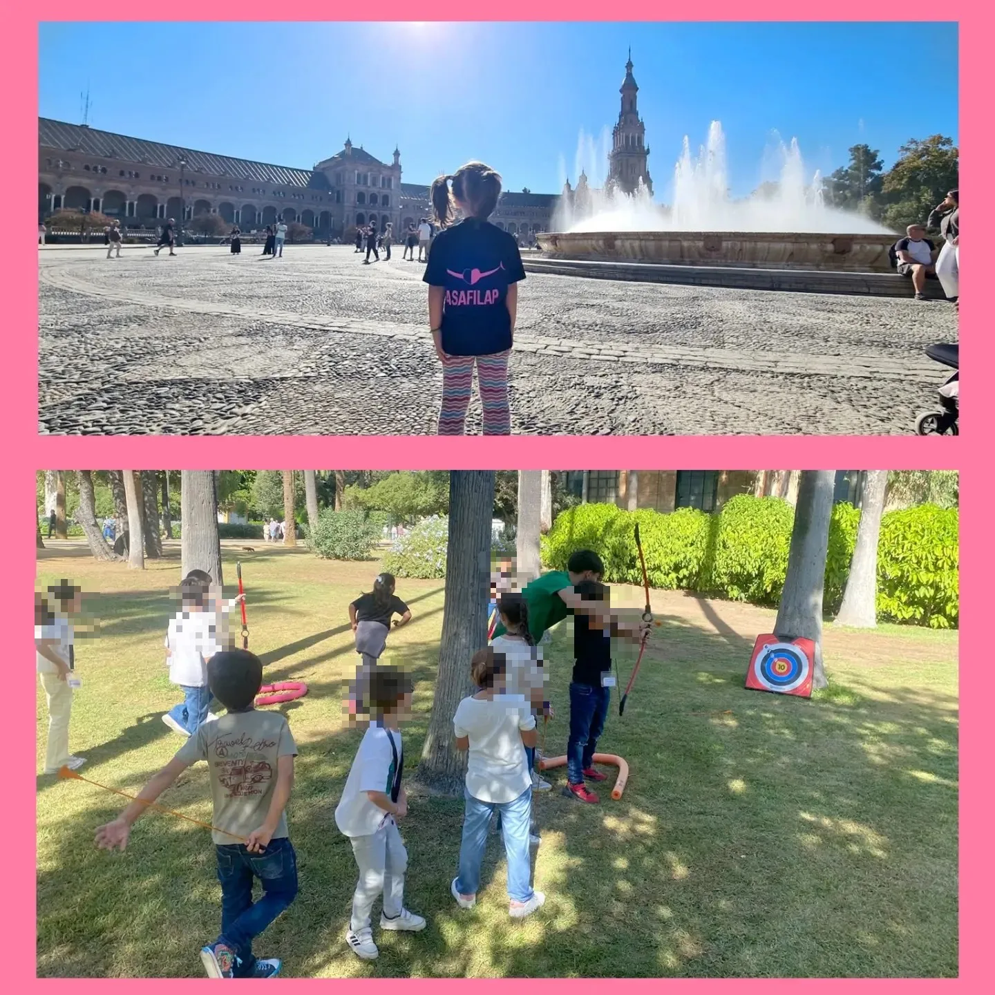 Un paseo por la Plaza de España y un rato de tiro con arco, entre charla y charla. Foto: ASAFILAP